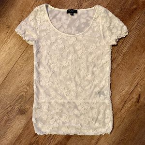 Rag & Bone White Short Sleeve Embellished Blouse XS